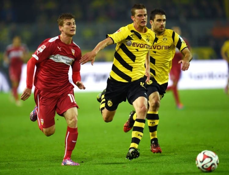 Timo Werner (l., im VfB-Trikot) erwischte mit der DFB-Auswahl bei der U19-EM einen schwachen Turnierstart. AFP PHOTO / PATRIK STOLLARZ