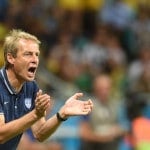 US Trainer Jürgen Klinsmann beim Spiel Belgien gegen die USA in Fonte Nova Arena in Salvador am 1.Juli 2014. AFP PHOTO/ FRANCISCO LEONG