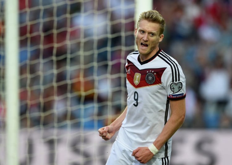 Andre Schürrle, Gewinner mit drei Toren beim EM Quali Spiel 2016 gegen Gibraltar. AFP PHOTO/ FRANCISCO LEONG