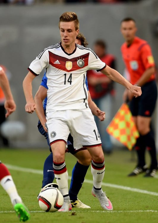 Patrick Herrmann im DFB Trikot beim Länderspiel heute gegen die USA. AFP PHOTO / PATRIK STOLLARZ