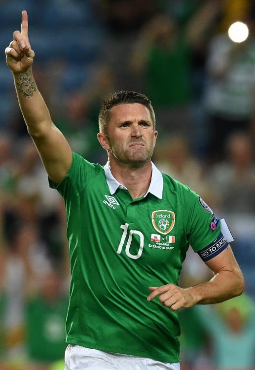 Robbie Keane im grünen Irland-Trikot am 4.September 2015. AFP PHOTO/ FRANCISCO LEONG