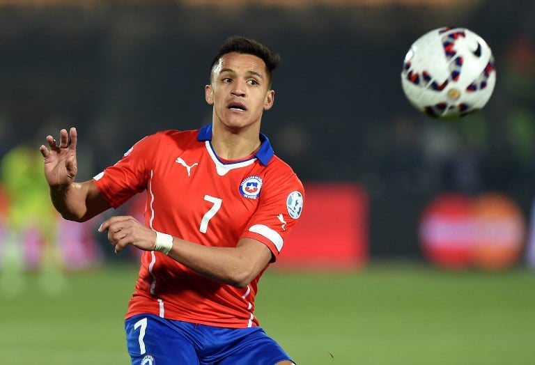 Chile's Stürmer Alexis Sanchez bei der Copa America 2015. AFP PHOTO / PABLO PORCIUNCULA