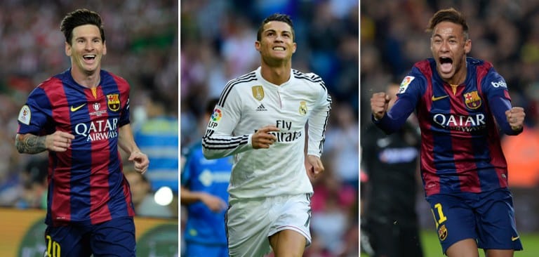 Neymar, CR7 und Lionel Messi machen die Wahl zum Weltfussballer 2015 unter sich aus! AFP PHOTO / JOSEP LAGO / PIERRE-PHILIPPE MARCOU / ANDER GILLENEA / AFP