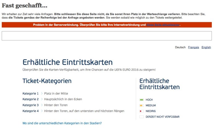 EM Tickets Börse der UEFA eröffnet