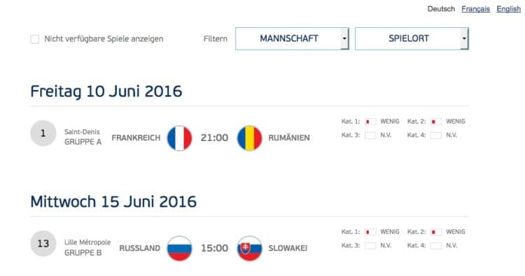 EM Tickets Börse der UEFA eröffnet