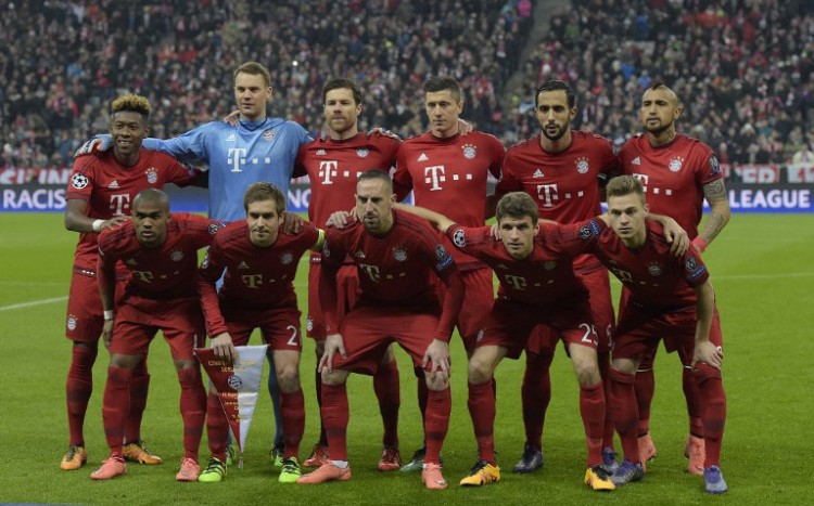Bayern Münchens Startaufstellung in der UEFA Champions League gegen Juventus Turin am 16.März 2016. / AFP / TOBIAS SCHWARZ