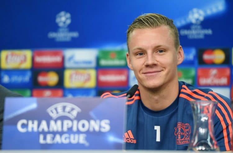 Leverkusen's Torwart Bernd Leno steht vor seinem ersten Länderspiel! AFP PHOTO / PATRIK STOLLARZ