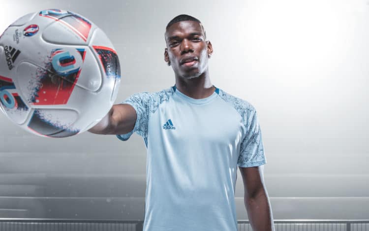 Paul Pogba und der neue EM-Ball Fracas für die EM-Endrunde (presse adidas)