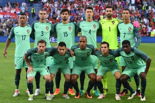 Portugals Startaufstellung am 25. Juni 2016 at the Bollaert-Delelis stadium in Lens. / AFP PHOTO / FRANCISCO LEONG
