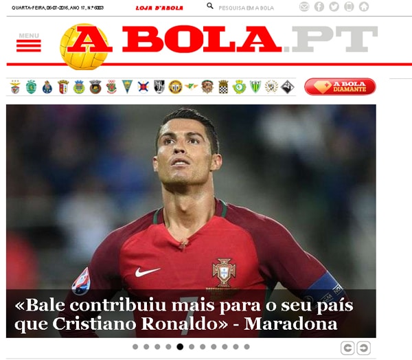 Die portugiesische Abola zum Spiel Portugal-Wales