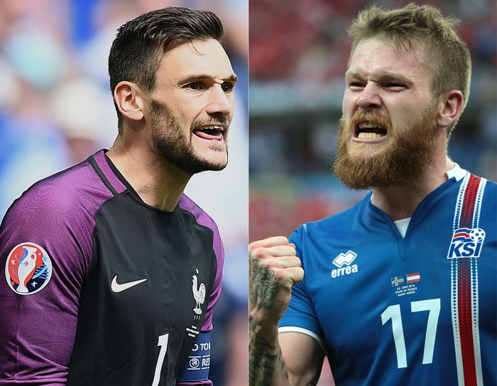 Gewinnt das Island Trikot heute Abend neue Anhänger? Kapitän Aron Gunnarsson (rechts) ist schon jetzt ein neues Gesicht im Fußball! AFP PHOTO / FRANCK FIFE AND KENZO TRIBOUILLARD