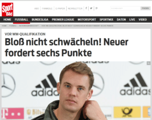 Manuel Neuer fordert in der Sportbild wichtige Punkte auf dem Weg zur WM2018