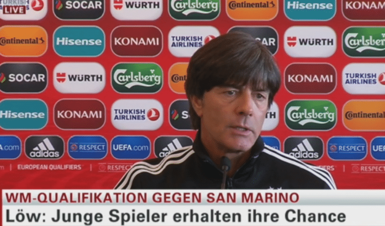 Bundestrainer Jogi Löw auf der heutigen Pressekonferenz auf n-tv.