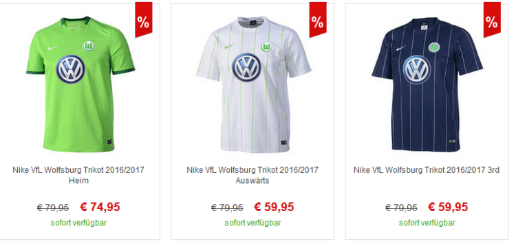 Die aktuellen VfL Wolfsburg Trikots