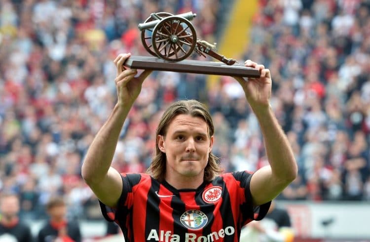 Bundesliga-Torkanone: Eintracht Frankfurt Stürmer Alexander Meier am 23.Mai 2015. Er erzielte 19 Tore in 26 Einsätzen. AFP PHOTO / TORSTEN SILZ