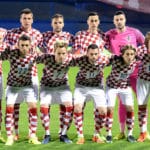 Die Nationalmannschaft von Kroatien in der Startaufstellung gegen Ukraine in Zagreb am 24.März 2017 in der WM 2018 Qualifikation. / AFP PHOTO / STRINGER