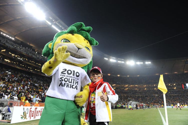 Zakumi, das offizielle Maskottchen des "FIFA 2010 World Cup". (AFP PHOTO / JOHN MACDOUGALL)