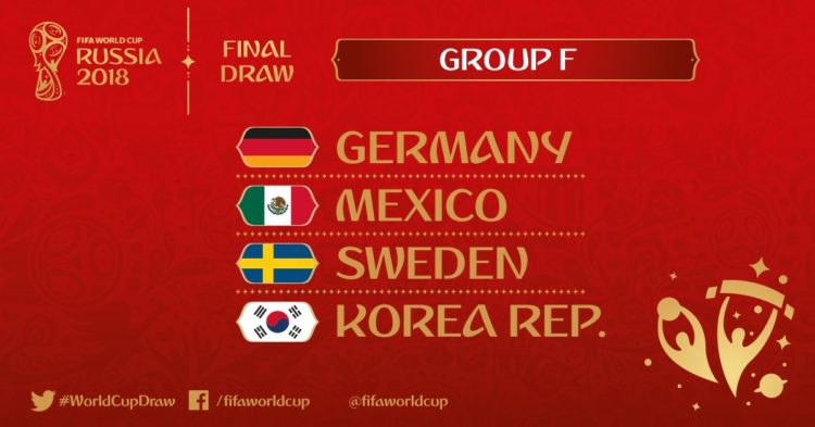 Die Wm 2018 Gruppe F mit Deutschland, Mexiko, Schweden und Südkorea (Foto FIFA)