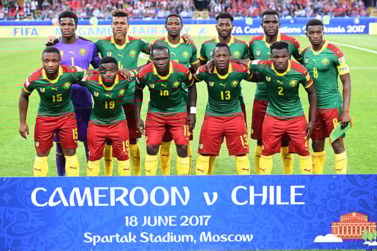 Kameruns Startaufstellung am ersten Spieltag des Confed Cups 2017 gegen Chile