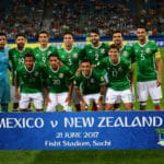 Mexikos Startelf gegen Neuseeland am 2. SPieltag des Confed-Cup 2017 in Russland. Das Spiel endete denkbar knapp mit 2:1 für Mexiko. / AFP PHOTO / YURI CORTEZ