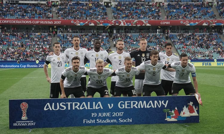 Die deutsche Startaufstellung gegen Australien am 19.Juni 2017 – Deutschland gewinnt mit 3:2. Foto AFP