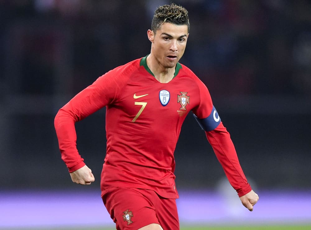 Portugals Superstar Cristiano Ronaldo am 23.März 2018 gegen Ägypten im neuen Heimtrikot von nike - in der Nachspielzeit erzielt er gleich zwei Tore! (Foto AFP)