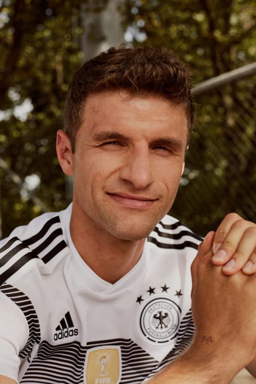 Thomas Müller beim Adidas Photoshooting für das neue WM 2018 Trikot. Photo: Adidas Presse.