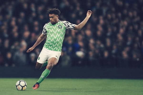 Das Nike WM 2018 Heimtrikot von Nigeria in der Photomontage. Photo: Nike.