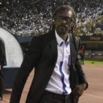 Senegals Trainer Aliou Cissé während dem WM Qualifikationsspiel zwischen Senegal und Südafrika in Dakar am 14. November 2017. / AFP PHOTO / SEYLLOU