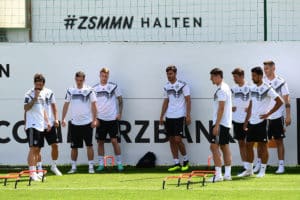 Deutschlands Nationalspieler während dem Training in Eppan, Südtirol. 28. Mai 2018. Am 02. Juni geht es zum Testspiel gegen Österreich an den Wörthersee. / AFP PHOTO / MIGUEL MEDINA