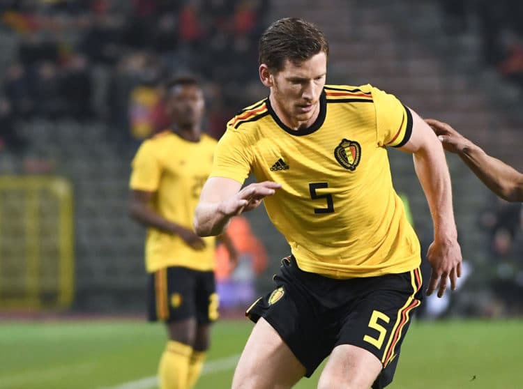 Der Abwehrspieler Jan Vertonghen im Belgien Away Trikot 2018 gegen Saudi Arabien ( Foto AFP)