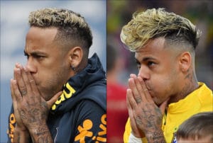 Fußball heute: Neymar mit neuer Frisur (links) will gegen Costa Rica endlich sein WM-Tor erzielen / AFP PHOTO / Adrian DENNIS AND Pascal GUYOT