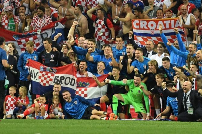 Kroatien gewinnt im WM-Halbfinale gegen England am 11. July 2018 und zieht ins WM-Finale gegen Frankreich ein. / AFP PHOTO 