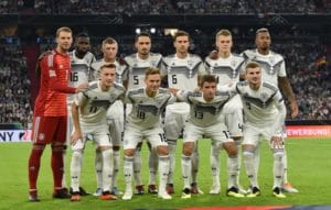 Die deutsche Aufstellung gegen Frankreich in der UEFA Nations League am 6. September 2018 in München. / AFP PHOTO / Christof STACHE