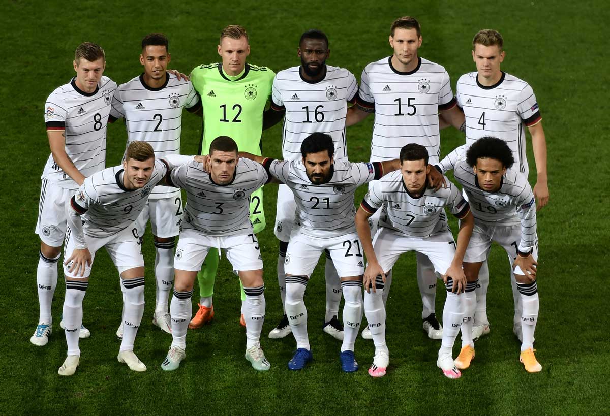 Aufstellung der deutschen Fußballnationalmannschaft im September 2020 gegen die Schweiz in der Nationenliga. (Foto AFP)