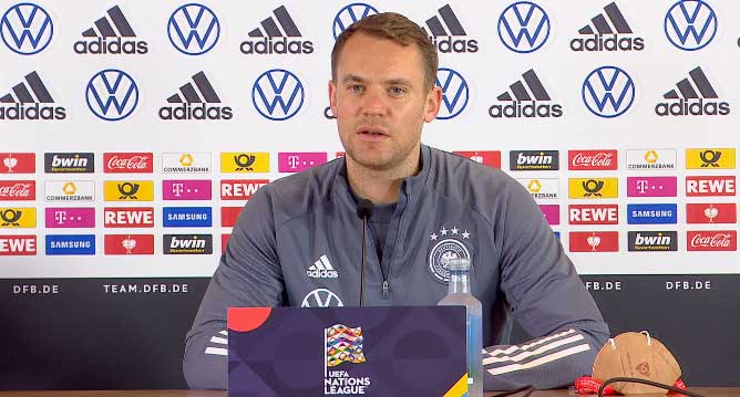 DFB Pressekonferenz Länderspiel gegen Spanien mit Bundestrainer Löw und Manuel Neuer