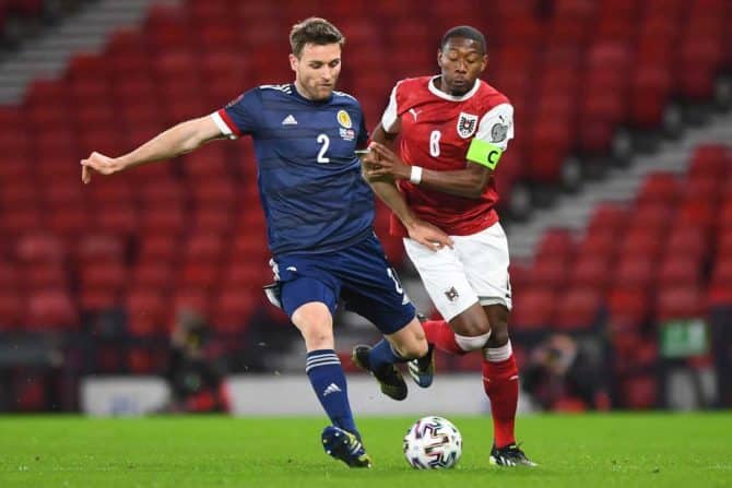 Österreichs David Alaba beim Länderspiel gegen Schottland (FOTO AFP)