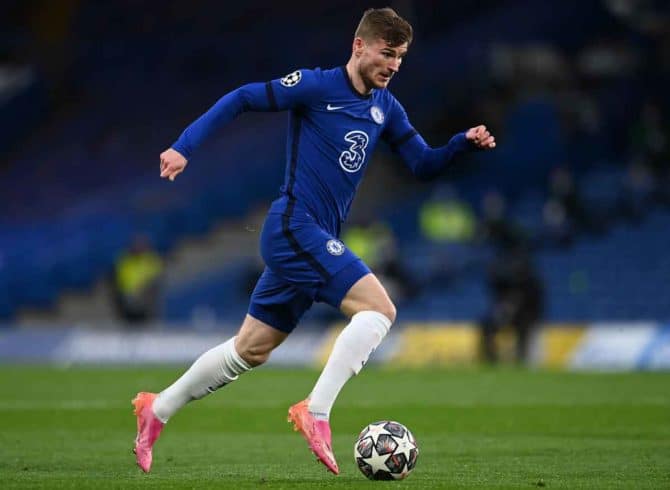 Timo Werner mit der Nummer 11 im FC Chelsea Trikot 2021 (Foto AFP)