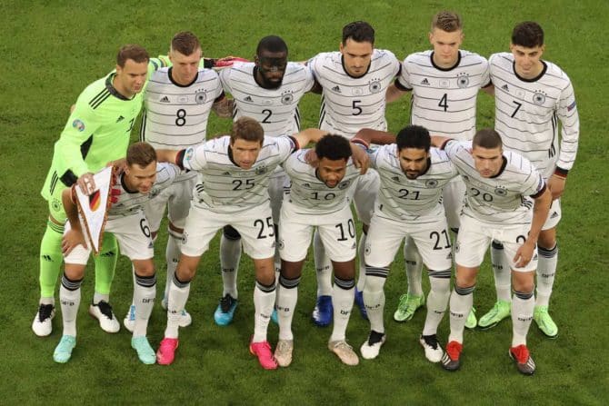 Die deutsche Aufstellung gegen Frankreich am 15.6.2021 bei der UEFA EURO 2020 (Foto AFP)