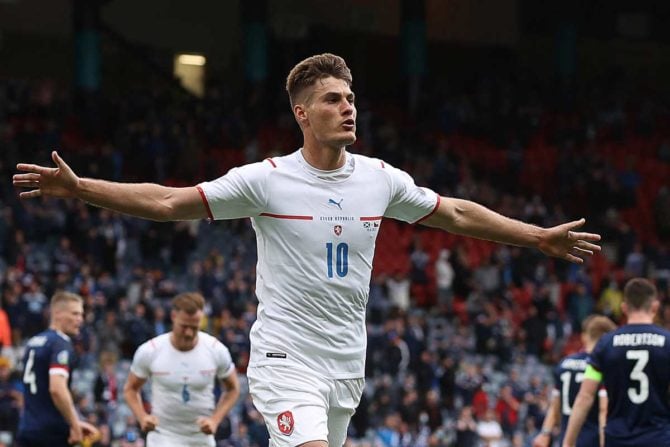 Fußball heute: EM 2021 Gruppenphase * Tschechien gegen England * ARD heute live - Tschechiens Stürmer Patrik Schick feierte schon drei Treffer bei der UEFA EURO 2020 <br /> LEE SMITH / POOL / AFP