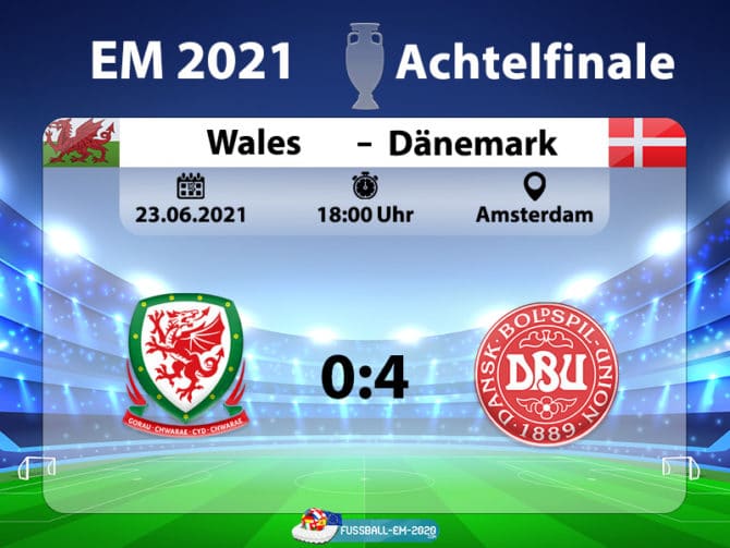 ARD live: EM Achtelfinale Wales - Dänemark in Amsterdam