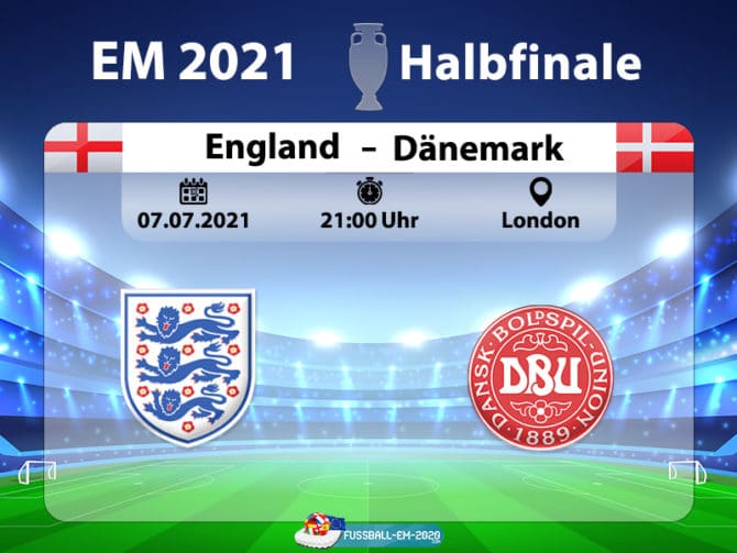 Fußball EM heute live * EM Halbfinale Aufstellungen: England gegen Dänemark * Live im ZDF