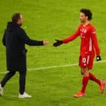 Bundestrainer Hans-Dieter Flick mit Leroy Sané, der nicht nur bei den Bayern umstritten ist. (Photo by ADAM PRETTY / POOL / AFP)