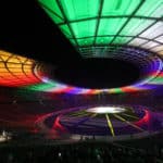 BERLIN, DEUTSCHLAND - 05. OKTOBER: Ein Blick auf das UEFA EURO 2024-Logo und die Markeneinführung im Olympiastadion am 05. Oktober 2021 in Berlin, Deutschland. (Foto: Alexander Hassenstein/Getty Images für DFB)
