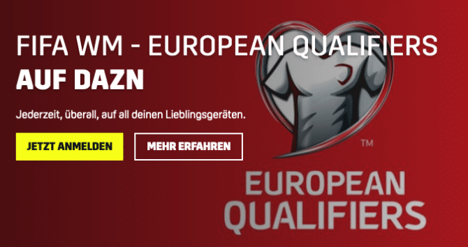 DAZN Fussball live in der WM 2022 Qualifikation