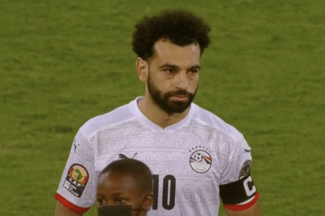 Moh Salah erzielt das 1:0 gestern (Fußball heute: Spielplan Afrika Cup 2022 am Sonntag, 16.Januar: Algerien & Tunesien)