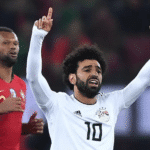 Ägyptens Star Mo Salah im neuen WM 2018 Auswärtstrikot von Adidas. Photo: AFP.