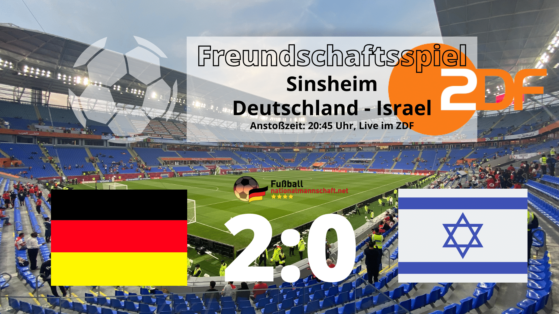 Fußball ZDF live ** 20 Länderspiel Deutschland gegen Israel ** TV Übertragung
