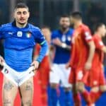 Italiens Mittelfeldspieler Marco Verratti reagiert nach dem Ende des WM-Qualifikationsspiels 2022 zwischen Italien und Nordmazedonien am 24. März 2022 im Renzo-Barbera-Stadion in Palermo. (Foto: Alberto PIZZOLI / AFP)