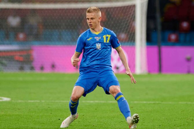 Der ukrainische Nationspieler Oleksandr Zinchenko bei der EURO 2020 gegen die Niederlande in der Vorrunde (Depositphotos)